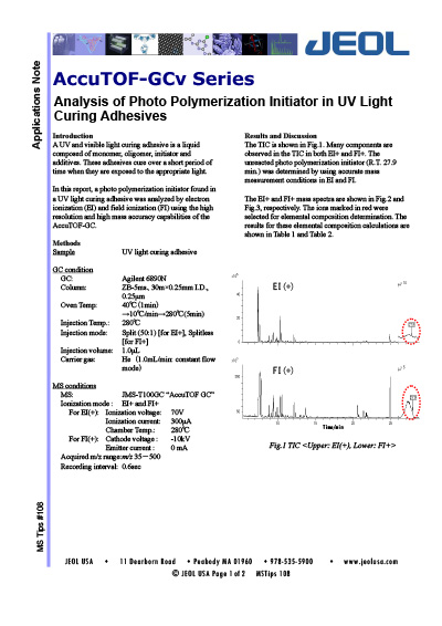 Analysis of Photo Polymerization Initiator in UV Light Curing Adhesives