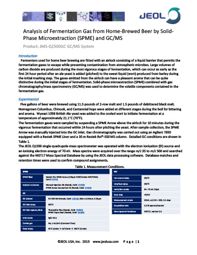 Analysis of Fermentation Gas from Home-Brewed Beer by Solid-Phase Microextraction (SPME) and GC/MS