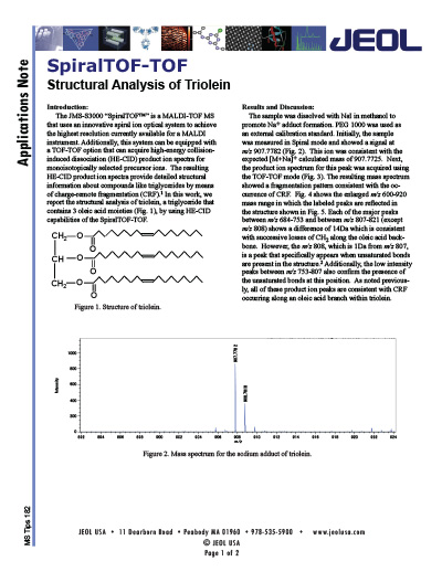 Structural Analysis of Triolein | JEOL Resources