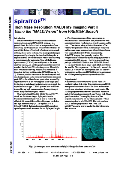 High Mass Resolution MALDI-MS Imaging Part II: Using the "MALDIVision ...