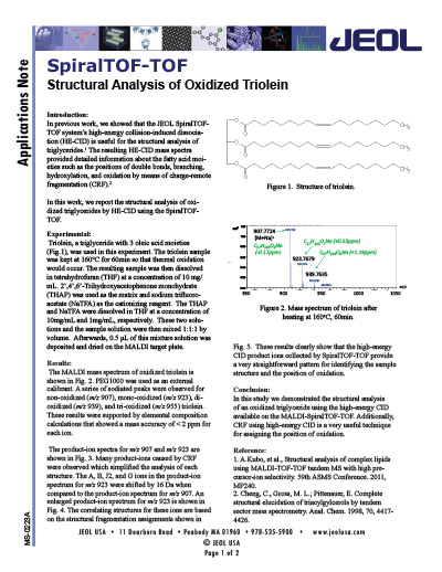 Structural Analysis of Oxidized Triolein | JEOL Resources