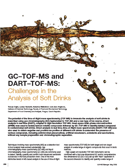 GC–TOF-MS and DART–TOF-MS: Challenges in the Analysis of Soft Drinks