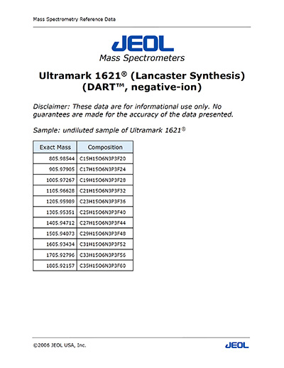 Ultramark 1621® (Lancaster Synthesis) / (DART®, negative-ion)