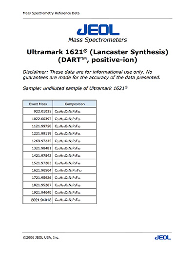 Ultramark 1621® (Lancaster Synthesis) / (DART®, positive-ion)