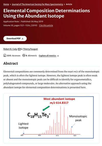 Elemental Composition Determinations Using the Abundant Isotope | JEOL ...