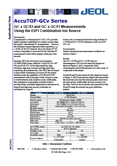 GCxGC-EI and GCxGC-FI Measurements Using the EI-FI Combination Ion ...