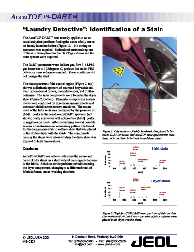 “Laundry Detective”: Identification of a Stain | JEOL Resources