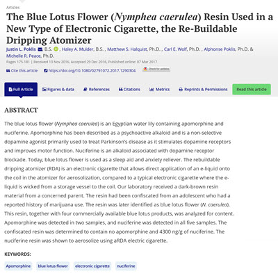 The Blue Lotus Flower (Nymphea caerulea) Resin Used in a New Type of  Electronic Cigarette, the Re-Buildable Dripping Atomizer