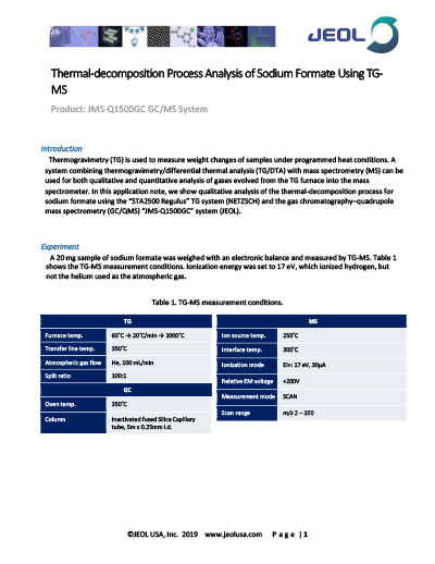 Thermal-decomposition Process Analysis of Sodium Formate Using TG-MS