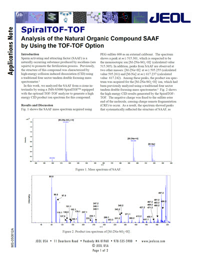 Analysis of the Natural Organic Compound SAAF Using the TOF-TOF Option