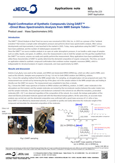 Rapid Confirmation of Synthetic Compounds Using DART™ –Direct Mass Spectrometric Analysis from NMR Sample Tubes