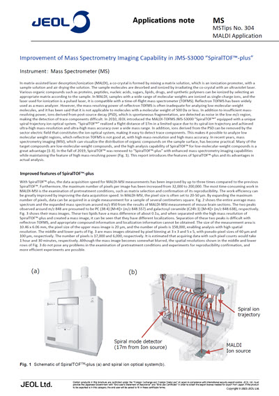 Improvement of Mass Spectrometry Imaging Capability in JMS-S3000 