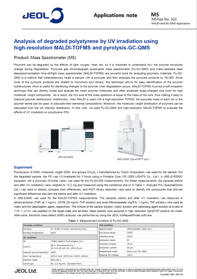 Analysis of degraded polystyrene by UV irradiation using high-resolution MALDI-TOFMS and pyrolysis-GC-QMS
