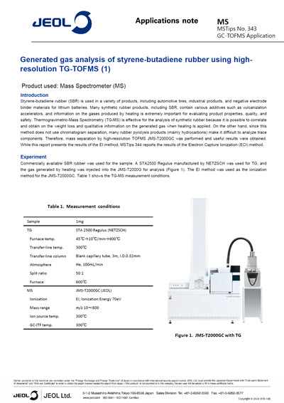 Generated gas analysis of styrene-butadiene rubber using high-resolution TG-TOFMS (1)