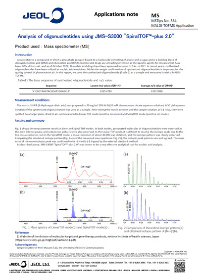 Analysis of oligonucleotides using JMS-S3000 
