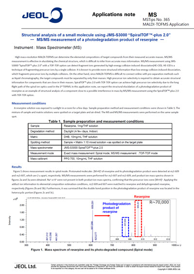 Structural analysis of a small molecule using JMS-S3000 