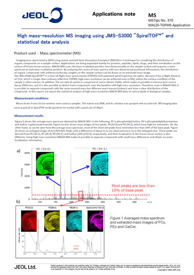 High mass-resolution MS imaging using JMS-S3000 