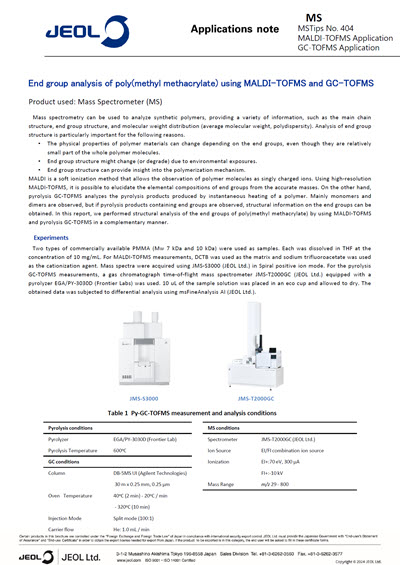 End group analysis of poly(methyl methacrylate) using MALDI-TOFMS and GC-TOFMS