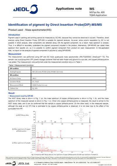 Identification of pigment by Direct Insertion Probe(DIP)-MS/MS