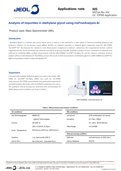 Analysis of impurities in diethylene glycol using msFineAnalysis AI