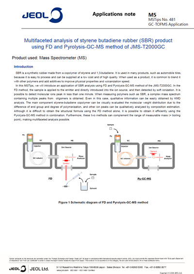 Multifaceted analysis of styrene butadiene rubber (SBR) product using FD and Pyrolysis-GC-MS method of JMS-T2000GC