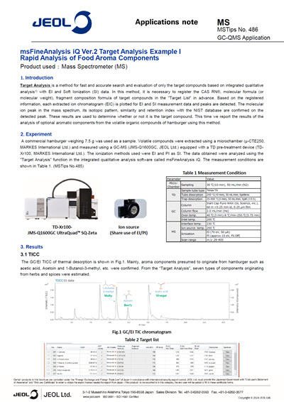 msFineAnalysis iQ Ver.2 Target Analysis Example I Rapid Analysis of Food Aroma Components