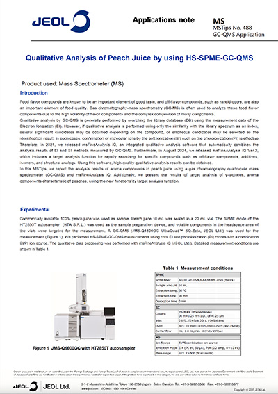 Qualitative Analysis of Peach Juice by using HS-SPME-GC-QMS