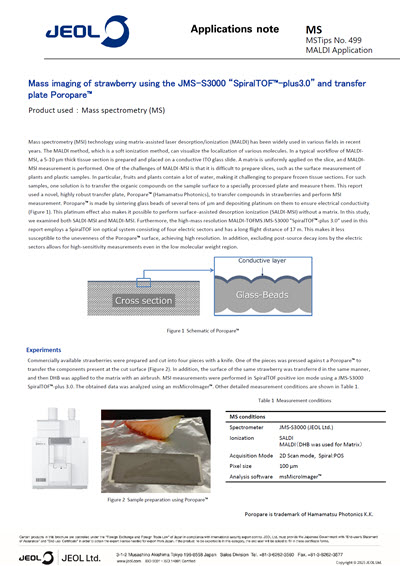 Mass imaging of strawberry using the JMS-S3000 “SpiralTOF™-plus3.0” and transfer plate Poropare™