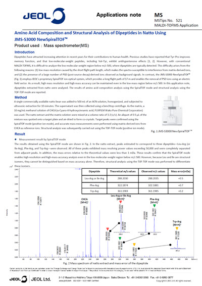 Amino Acid Composition and Structural Analysis of Dipeptides in Natto Using JMS‑S3000 NewSpiralTOF™