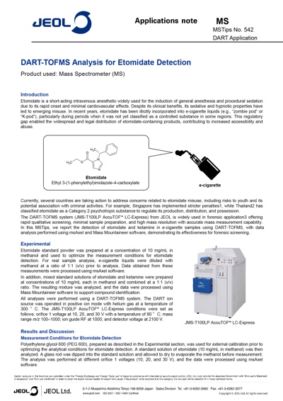 DART-TOFMS Analysis for Etomidate Detection
