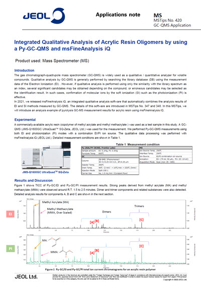 Integrated Qualitative Analysis of Acrylic Resin Oligomers by using a Py-GC-QMS and msFineAnalysis iQ