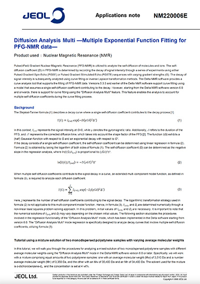 Diffusion Analysis Multi - Multiple Exponential Function Fitting for PFG-NMR data