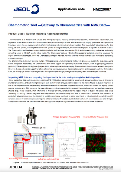 Chenometric Tool - Gateway to Chenometrics with NMR Data