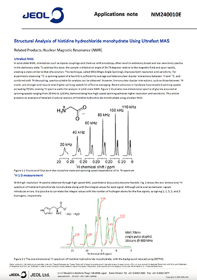 Structural Analysis of histidine hydrochloride monohydrate Using Ultrafast MAS