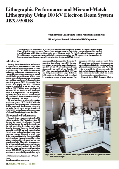 Lithographic Performance and Mix-and-Match Lithography using 100 kV Electron Beam System JBX-9300FS