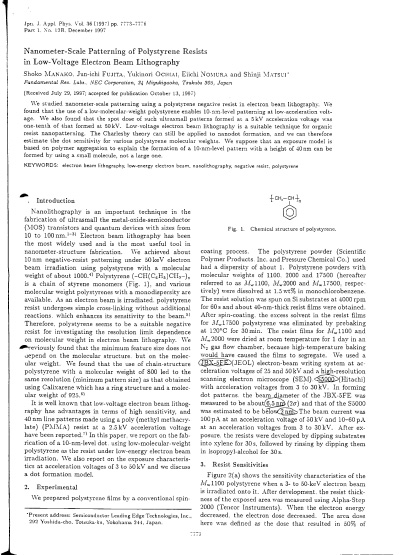 Nanometer-Scale Patterning of Polystyrene Resists in Low-Voltage Electron Beam Lithography