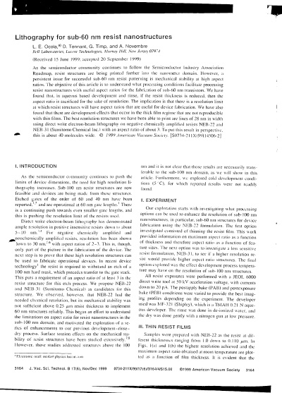 Lithography for sub-60 nm resist nanostructures