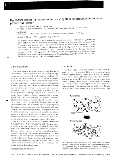 C<sub>60</sub>-incorporated nanocomposite resist system for practical nanometer pattern fabrication