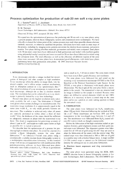 Process optimization for production of sub-20 nm soft x-ray zone plates