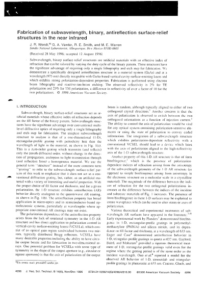 Fabrication of subwavelength, binary, antireflection surface-relief structures in the near infrared
