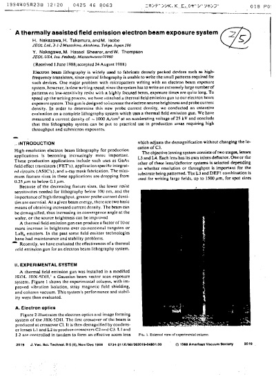A thermally assisted field emission electron beam exposure system