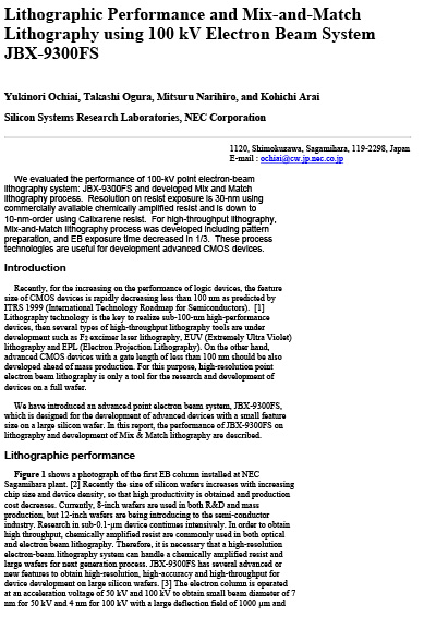 Lithographic Performance and Mix-and-Match Lithography using 100 kV Electron Beam System JBX-9300FS