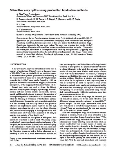 Diffractive x-ray optics using production fabrication methods