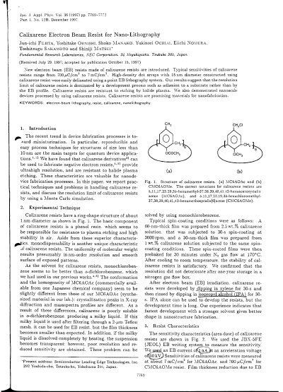 Calixarene Electron Beam Resist for Nano-Lithography