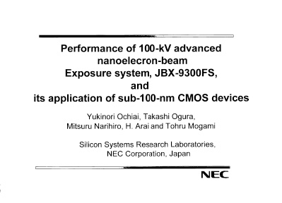 Performance of 100-kV advanced nanoelectron-beam exposure system, JBX-9300FS, and its application of sub-100-nm CMOS devices