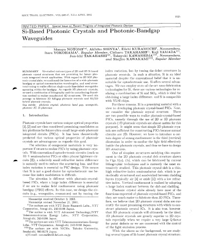 Si-Based Photonic Crystals and Photonic-Bandgap Waveguides