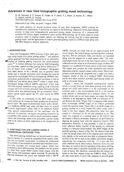 Advances in near field holographic grating mask technology