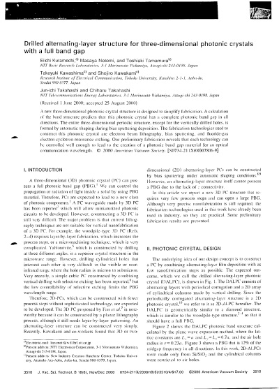Drilled alternating-layer structure for three-dimensional photonic crystals with a full band gap