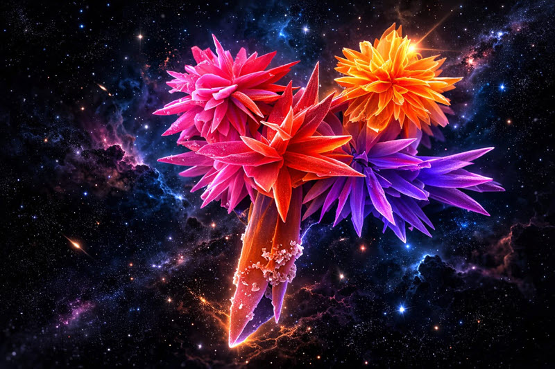 TITLE: Petals of the Milky Way Dream; SUBJECT: Cobalt–Trimesic Acid MOF shows well-defined flower-like microstructures with radially arranged petal-shaped crystals; CREDIT: Neha Kumari, INST - Mohali, India; METHOD/INSTRUMENT: JSM-7610F Plus