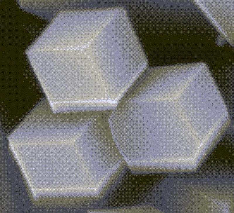 TITLE: “Pin”: A Character Written in Crystals; SUBJECT: ZIF-8 metal–organic framework crystals; CREDIT: Huanjun Bao, Virginia Tech; METHOD/INSTRUMENT: JEOL IT500